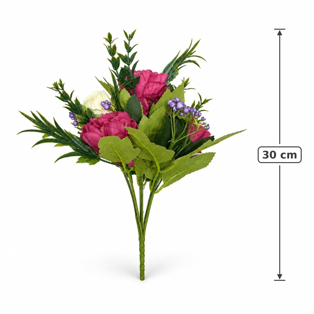 Buquê de Peônias Artificiais Vermelho e Creme 30 cm – 6 Hastes | Kramer & Bastos