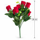 Buquê de Rosas Artificiais Vermelhas Botão Aveludado 38cm – 7 Botões | Florarte