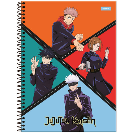 Caderno Jujutsu Kaisen | Universitário Capa Dura 1 Matéria 80 Folhas | Foroni