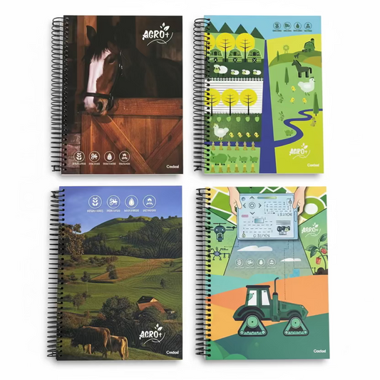 Caderno Agro+ 10 Matérias 160 Folhas Universitário Credeal – Capa Dura, Espiral, Folhas Pautadas, Ideal Estudo e Organização