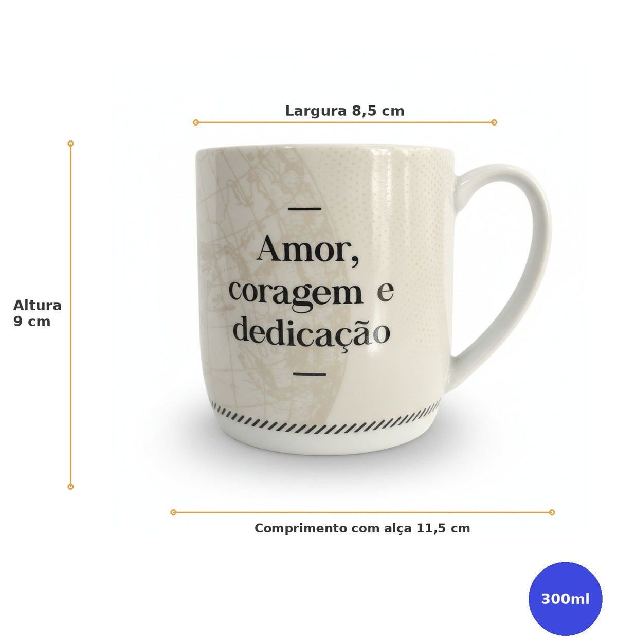 Caneca de Porcelana 300ml – Pai, Amor, Coragem e Dedicação | Brasfoot Urban