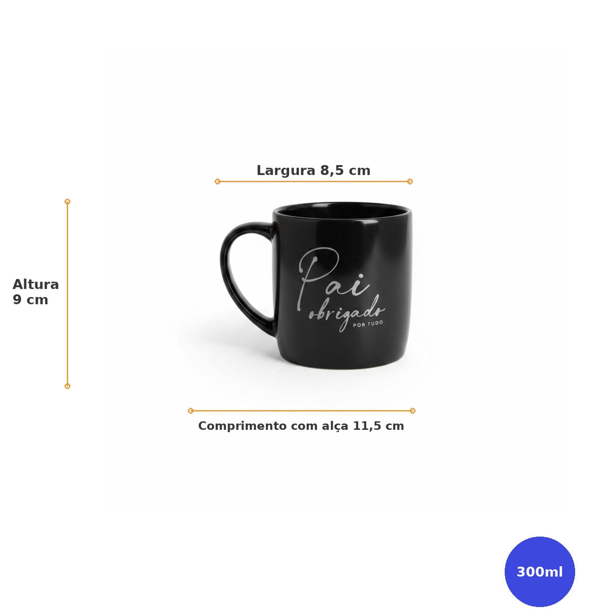 Caneca de Porcelana "Pai, Obrigado por Tudo" 300ml – Linha Urban Brasfoot | Presente Dia dos Pais
