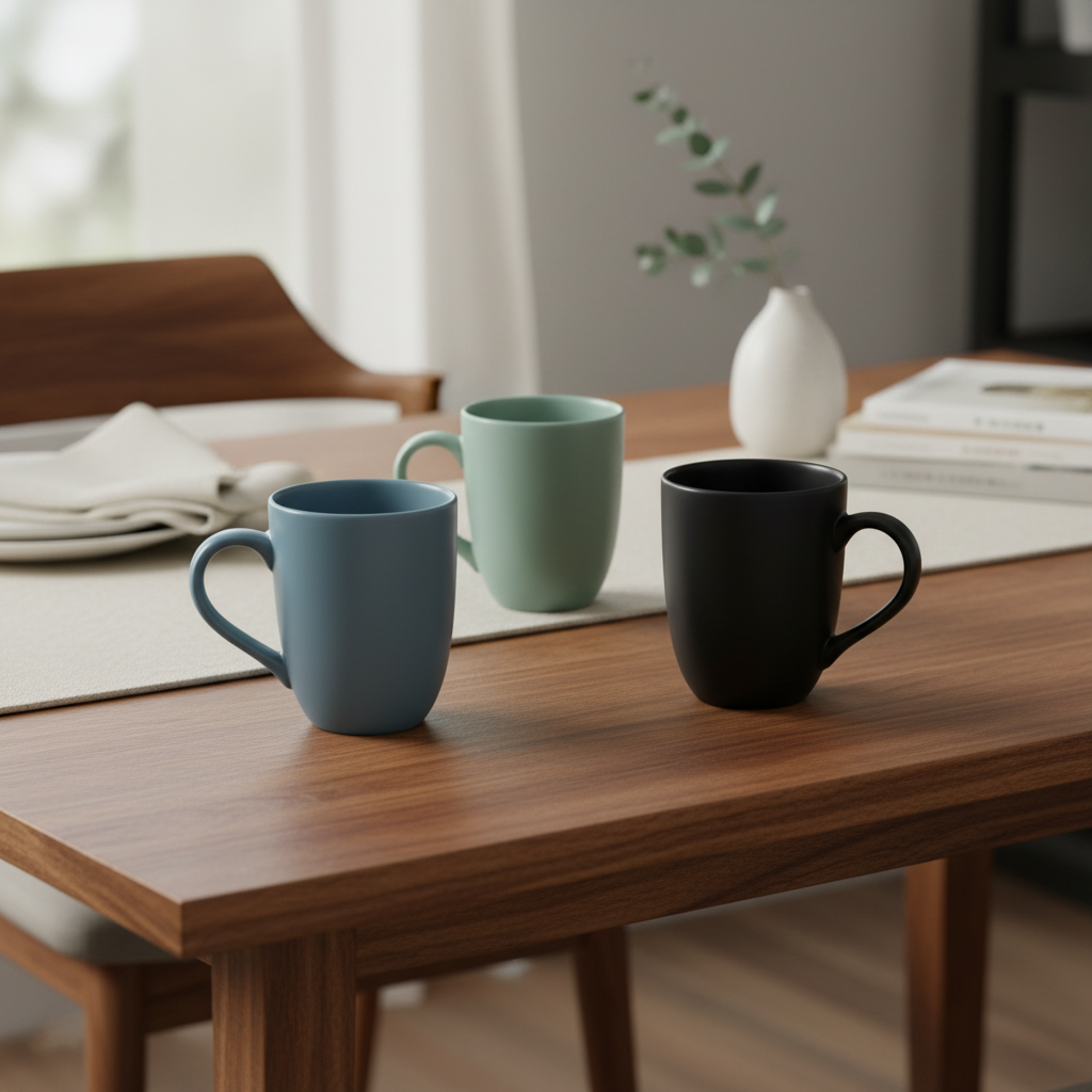 Caneca de Cerâmica Flat 350ml – Oxford | Linha Flat (Pacífico / Oásis / Preto)