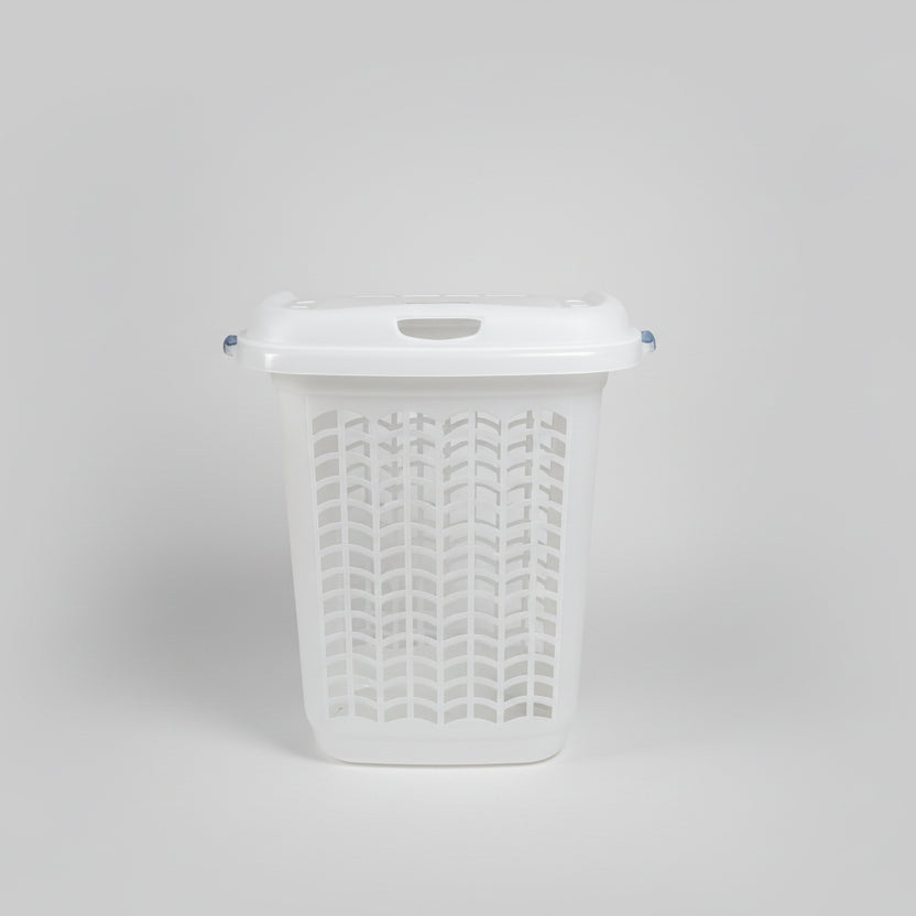 Cesto para Roupas Sanremo Hydrus 46,4L – Plástico Cristal com Tampa e Alças | Leve e Ventilado