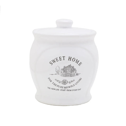 Conjunto Banheiro Cerâmica 4 Peças Lyor Sweet Home – Branco | Dispenser, Saboneteira, Algodão e Escova