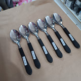 Conjunto 6 Colheres de Mesa Tramontina Leme Preto | Aço Inox e Cabo em Polipropileno