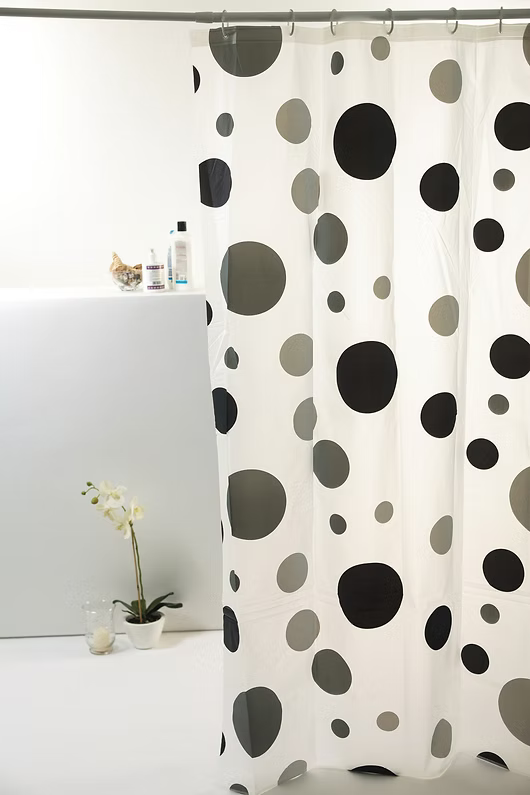 Cortina Box PEVA Uzoo 1,80x1,60m com 12 Ganchos — Estampa Exclusiva para Banheiro