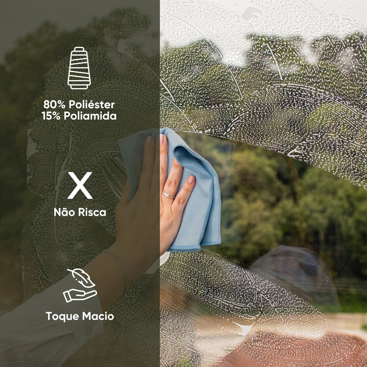 Pano de Microfibra Limpa Vidros 35x35 cm Appel Home – Sem Riscos e Sem Fiapos