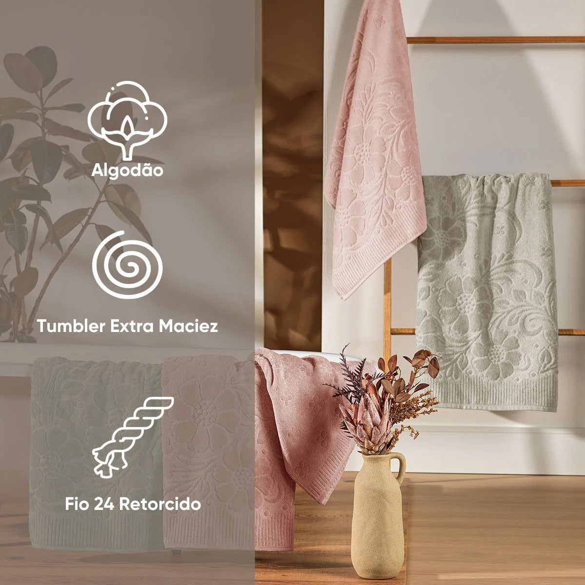 Jogo de Toalhas Aveludadas 2 Peças Velvet Flower – Appel Home | Linha Glamour