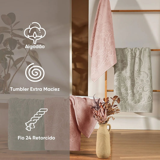 Jogo de Toalhas Aveludadas 2 Peças Velvet Flower – Appel Home | Linha Glamour