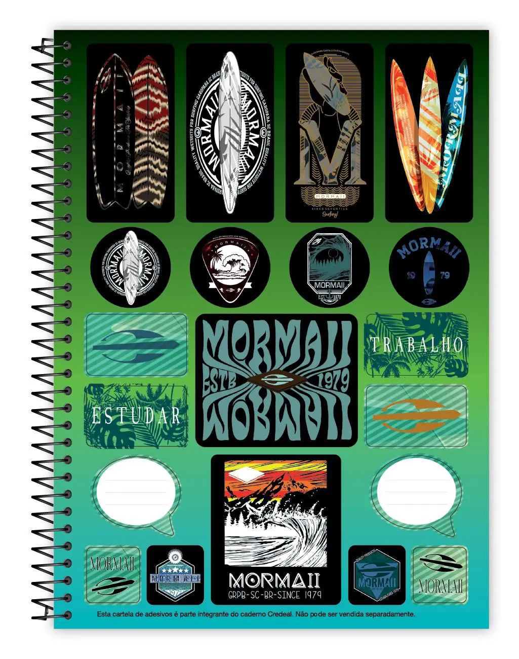 Caderno Mormaii Surfe Masculino Universitário 10 Matérias 160 Folhas | Credeal