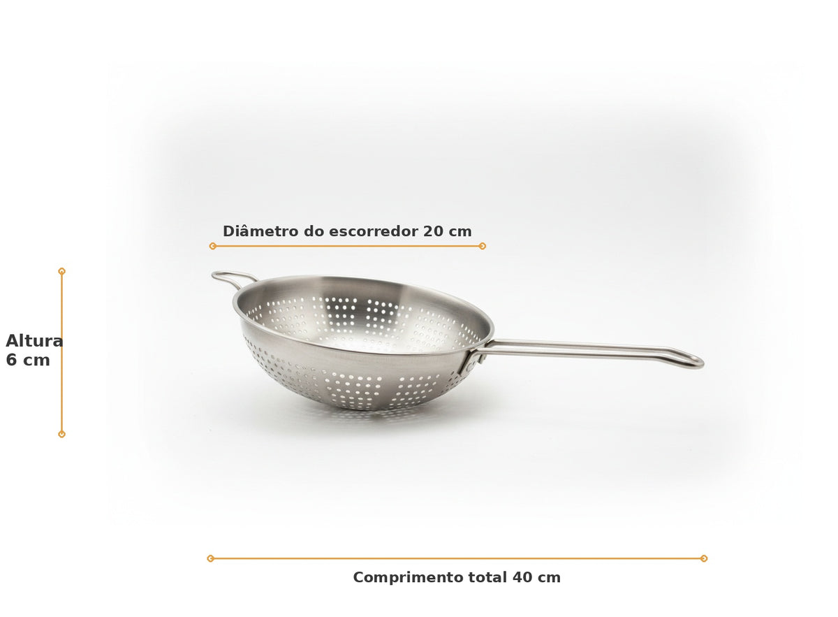 Escorredor Multiuso Inox 20 cm BigSul – Massas, Arroz, Verduras e Frutas