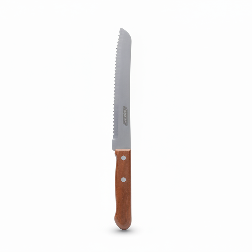 Faca de Pão 8" Inox com Cabo de Madeira BigSul Raiz | Corte Serrilhado