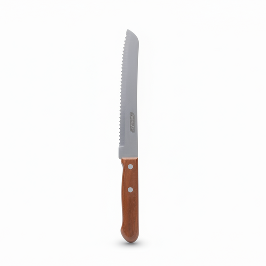 Faca de Pão 8" Inox com Cabo de Madeira BigSul Raiz | Corte Serrilhado
