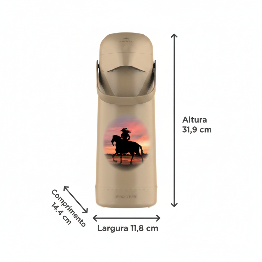 Garrafa Térmica Termolar Magic Pump Campeira Feminina 1L Bege | Bomba de Pressão