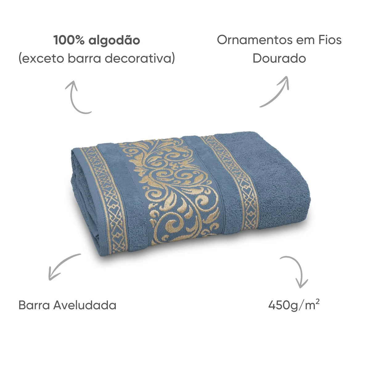 Toalha de Banho Banhão La Vie Appel 78x150cm 450g/m² | Fio Penteado com Detalhes Dourados