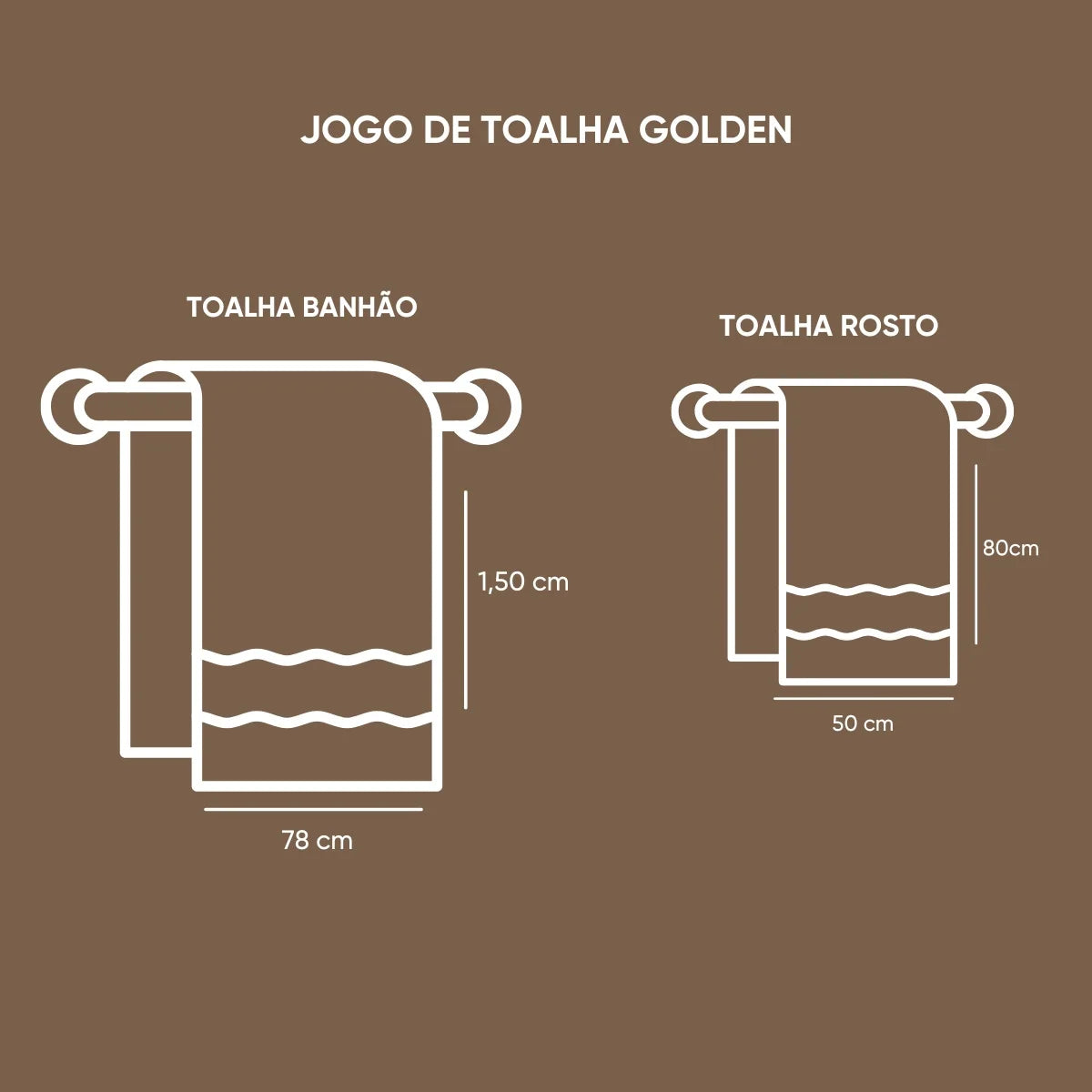 Jogo de Toalhas 2 Peças Golden Appel – Fio Penteado 500g/m² | Edição Comemorativa 50 Anos