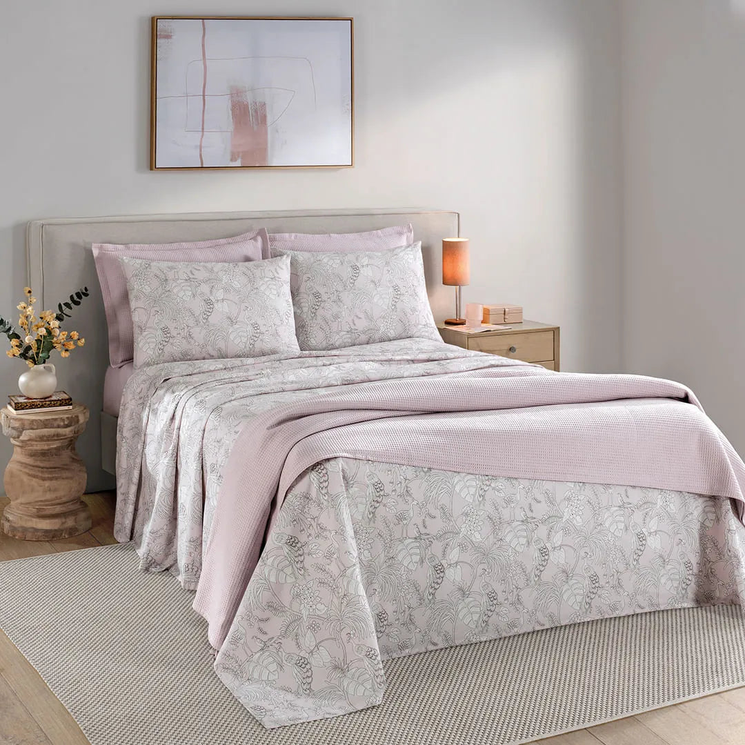 Jogo de Cama Casal Döhler Priori Estampado Pluma — 4 Peças | 100% Algodão 130 Fios