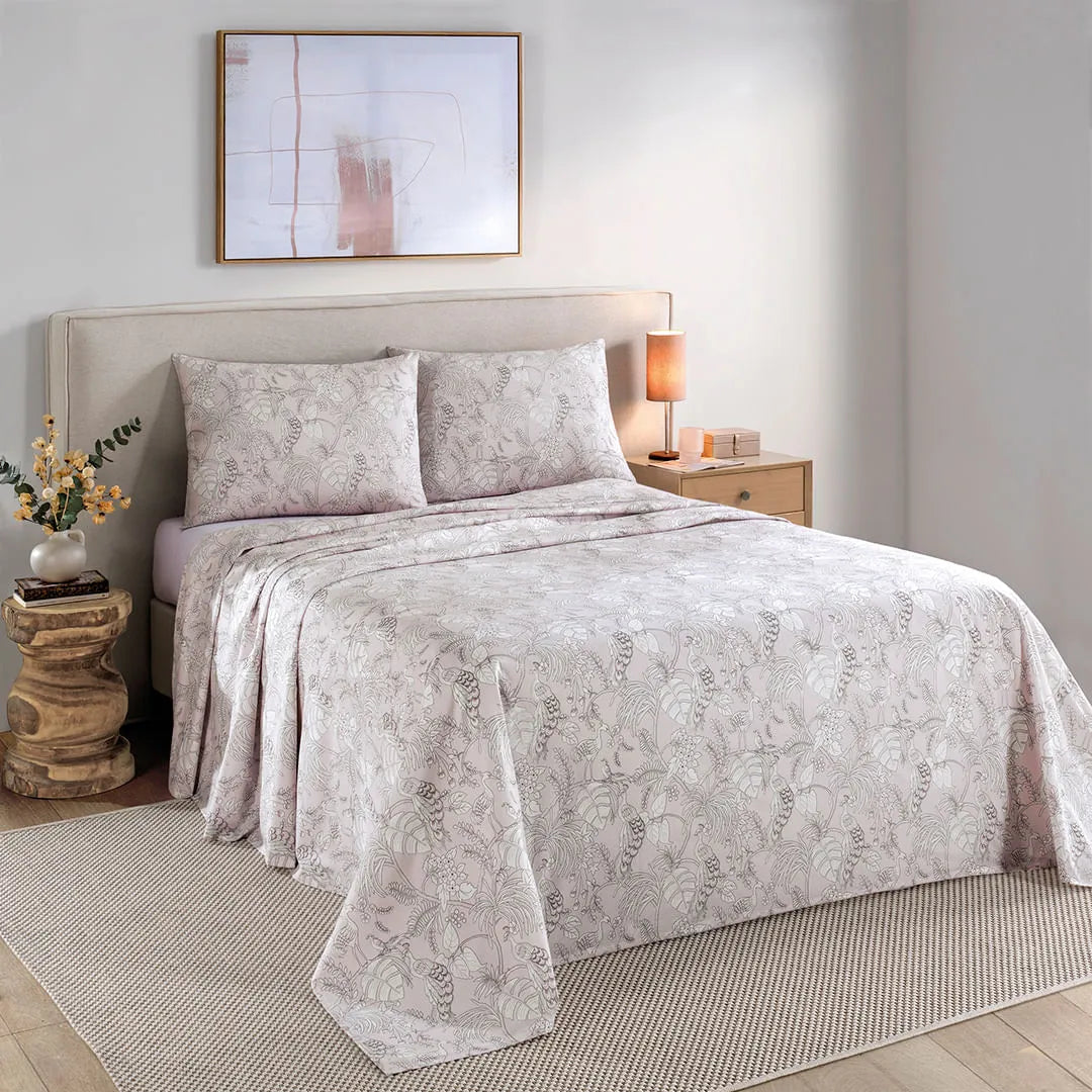 Jogo de Cama Casal Döhler Priori Estampado Pluma — 4 Peças | 100% Algodão 130 Fios