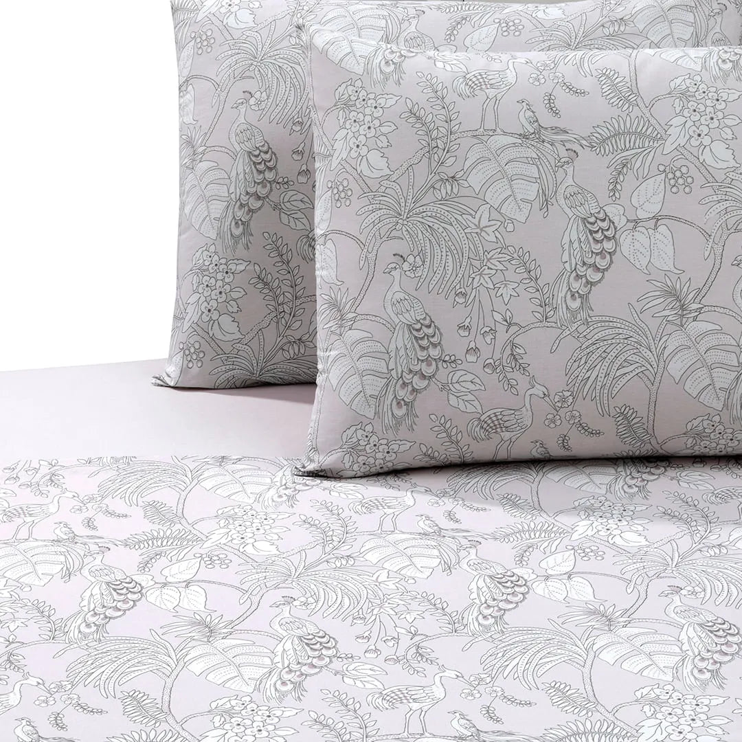 Jogo de Cama Casal Döhler Priori Estampado Pluma — 4 Peças | 100% Algodão 130 Fios