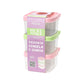 Kit 3 Potes Wave Quadrados 600 ml  13 x 11,5 x 6,5 cm Verde e Rosa | Plasvale – Potes com Tampa e Válvula | BPA Free | Freezer e Micro-ondas