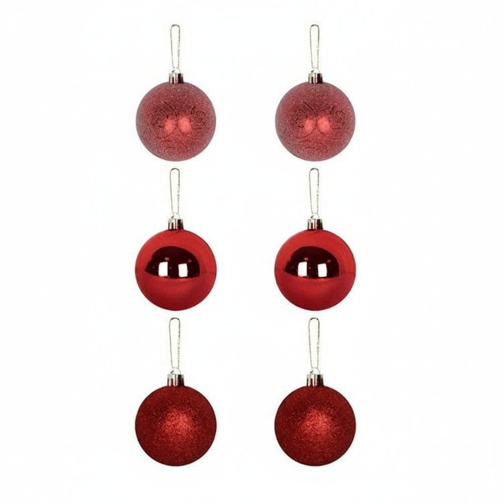 Bola de Natal Vermelha 6 cm (Kit 6 un) Tubo Natalino | Art Christmas