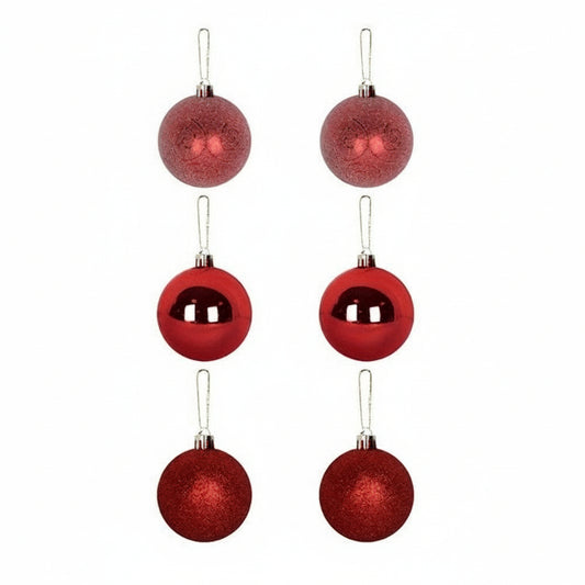 Bola de Natal Vermelha 6 cm (Kit 6 un) Tubo Natalino | Art Christmas