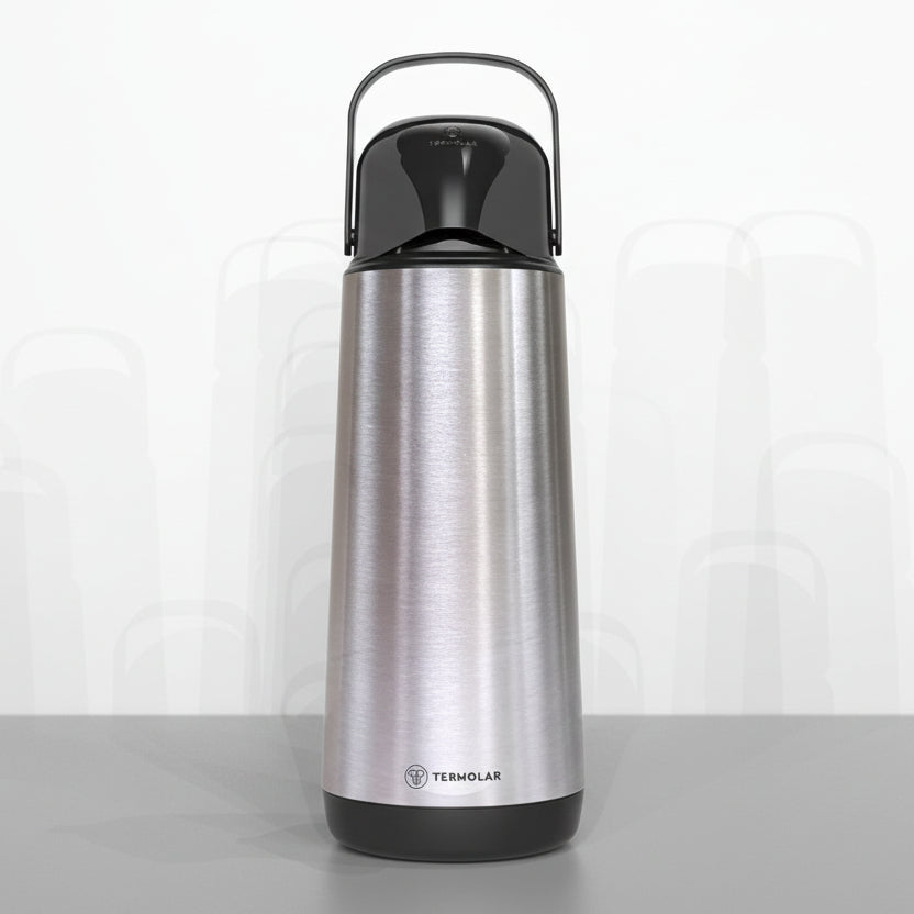 Garrafa Térmica Inox Lúmina Magic Pump 1,8 L — Bomba Pressão Anti-Pingo, Ampola de Vidro — Termolar