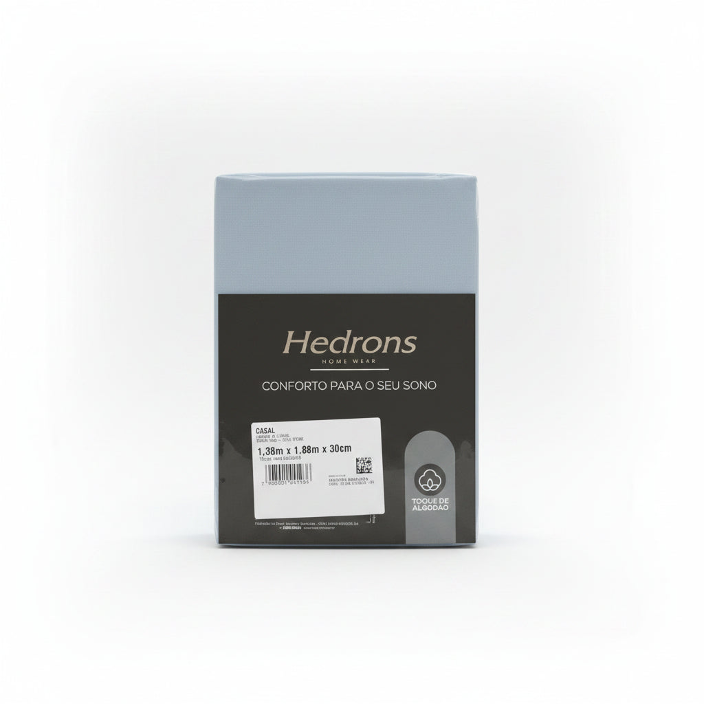 Lençol com Elástico Casal Toque de Algodão 250 Fios Hedrons – 1,38m × 1,88m × 30cm