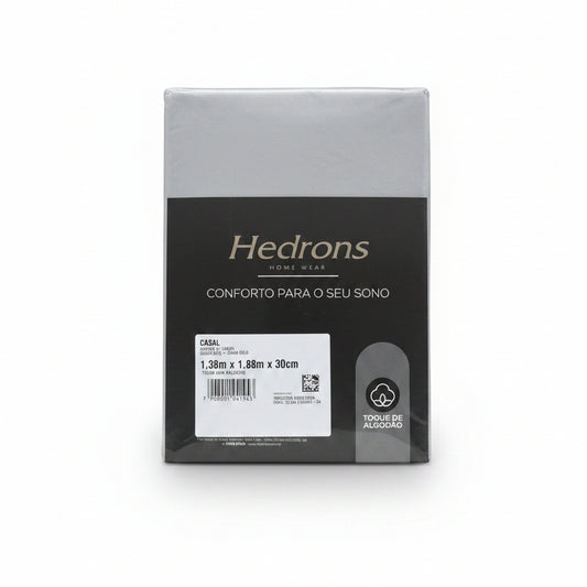 Lençol com Elástico Casal Toque de Algodão 250 Fios Hedrons – 1,38m × 1,88m × 30cm