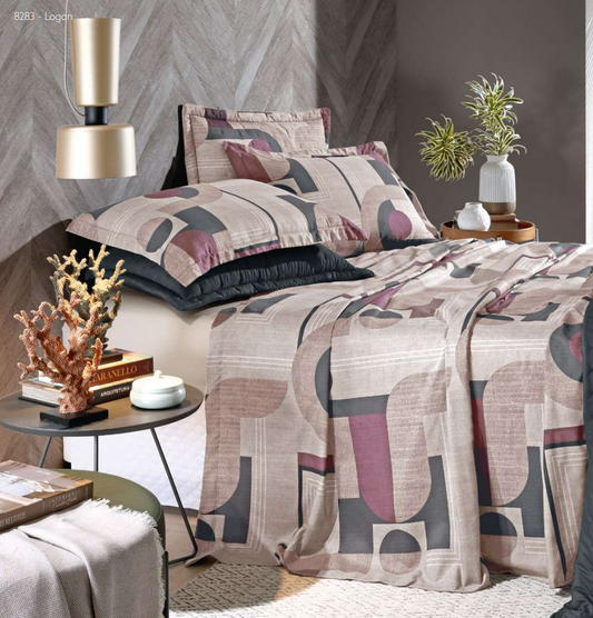 Jogo 3 Peças Roupa de Cama Casal Toque de Algodão - Logan | Hedrons