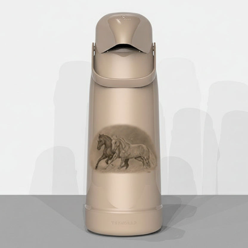 Garrafa Térmica Termolar Magic Pump 1,8 L — Estampa Cavalos | Bomba de Pressão, Ampola de Vidro, Conserva Quente 12h / Fria 24h