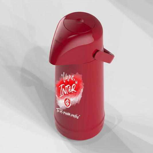 Garrafa Térmica Termolar Magic Pump Inter 1L — Oficial Sport Club Internacional · Bomba de Pressão · Vidro Interno · 12h Quente / 24h Frio