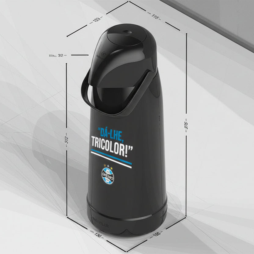 Garrafa Térmica Edição Oficial Grêmio Termolar Magic Pump 1,8 L | Ampola de Vidro, Bomba Antigotejo