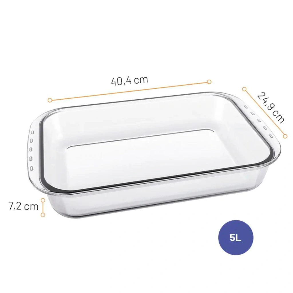 Assadeira Marinex Retangular Funda 5L – Vidro Temperado Certificado | Nadir