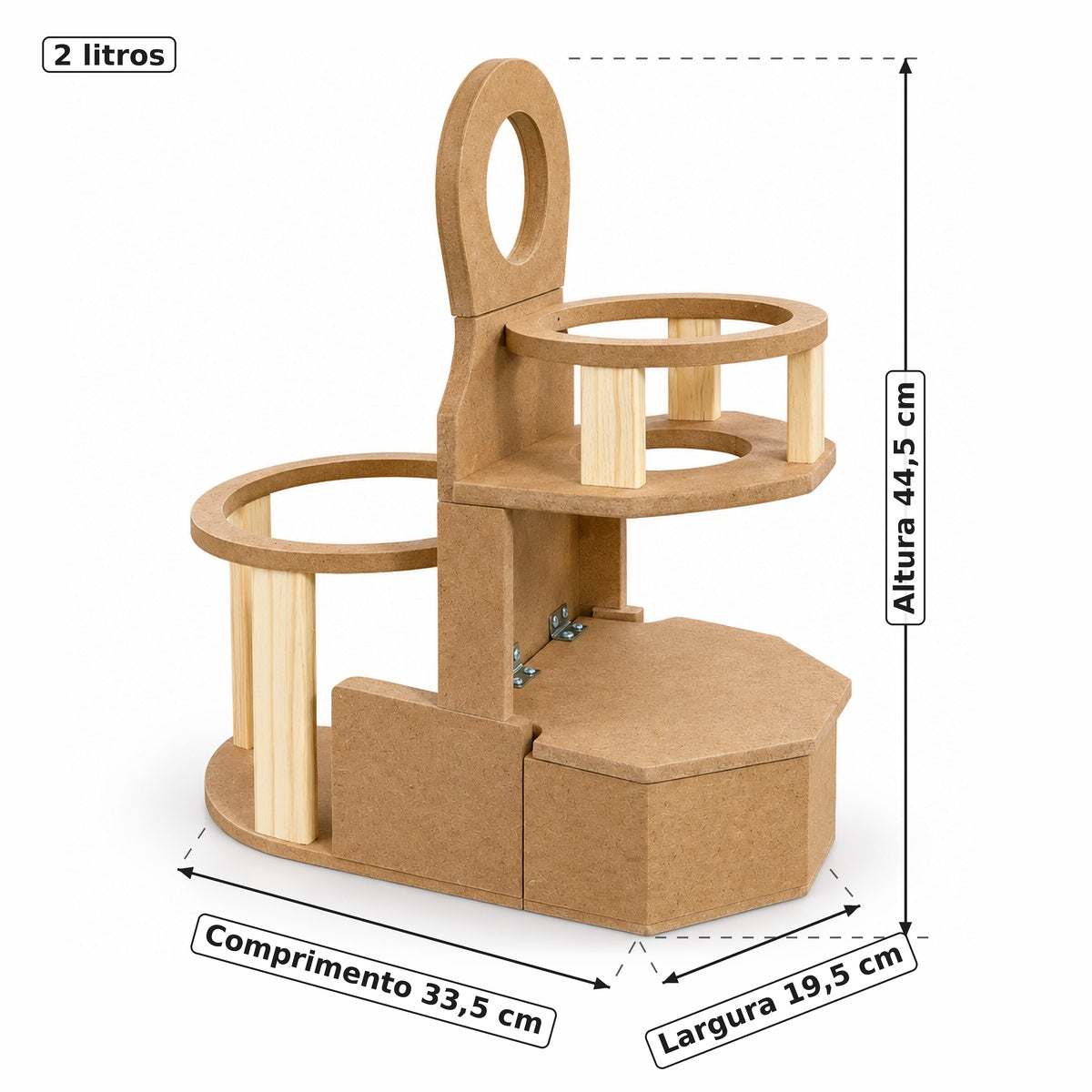 Porta Cuia e Térmica de Madeira Alf – Suporte para Chimarrão 1 L e 2 L