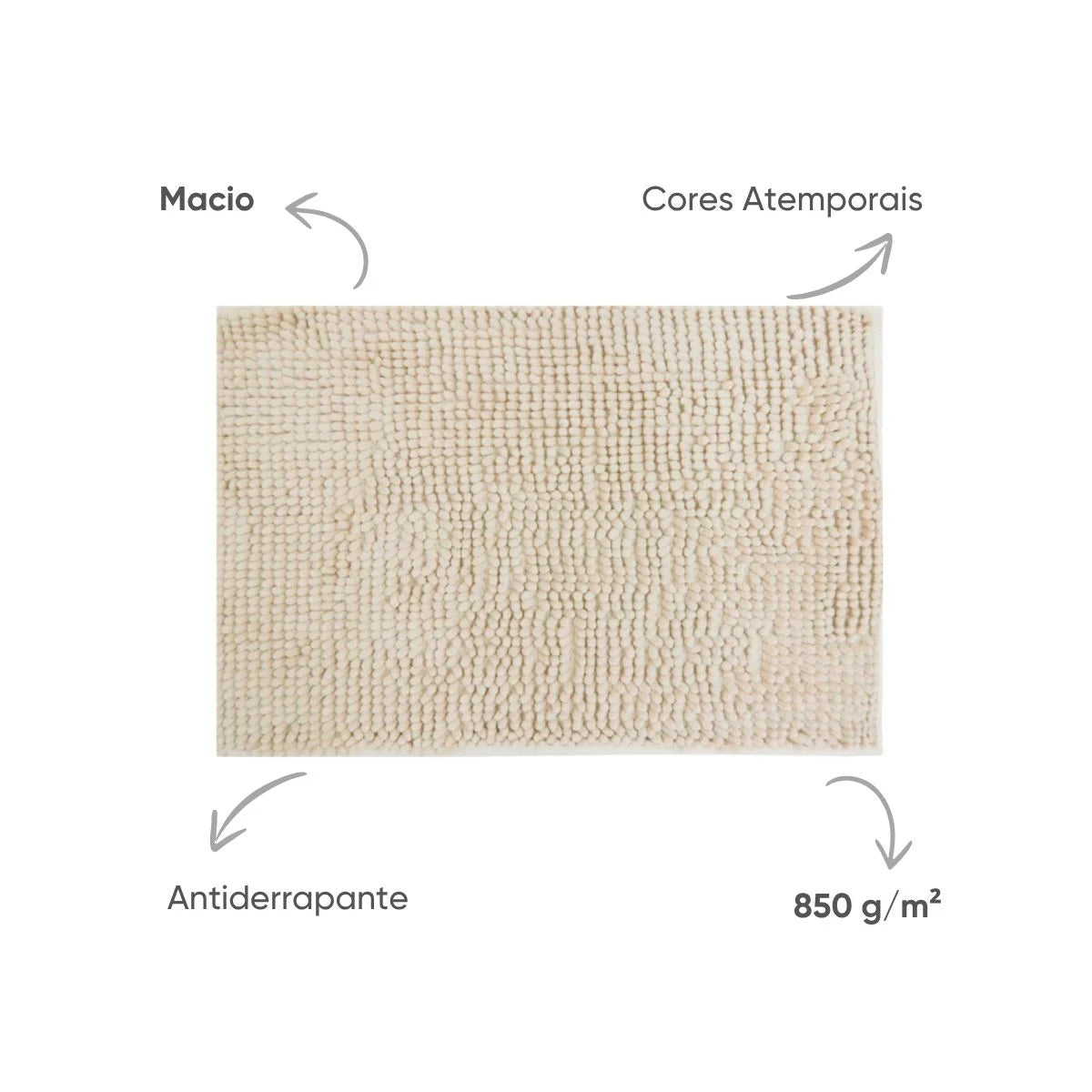 Tapete Antiderrapante Popcorn Appel 40x60cm – Microfibra Extra Macia para Banheiro e Quarto