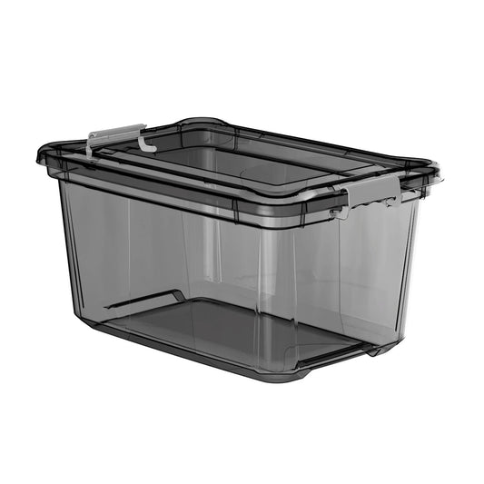 Caixa Plástica Organizadora Transparente Preta 50 Litros | Plasvale