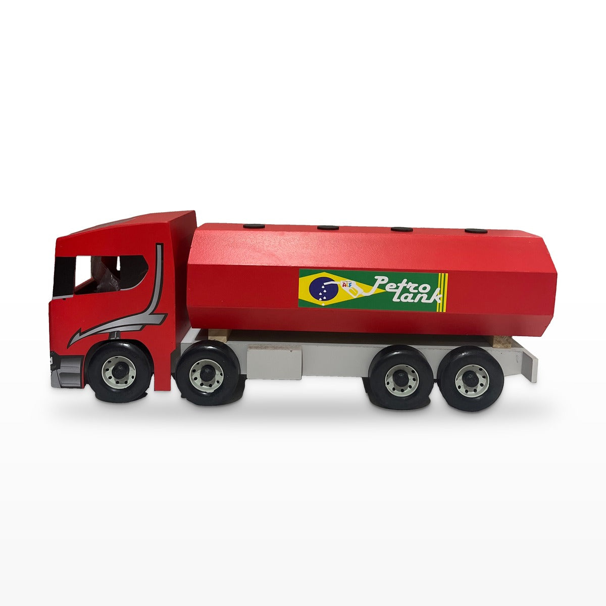 Caminhão Tanque Bitruck de Madeira Artesanal Alf Brinquedos 503 – 63 cm – Cores Sortidas (4+)