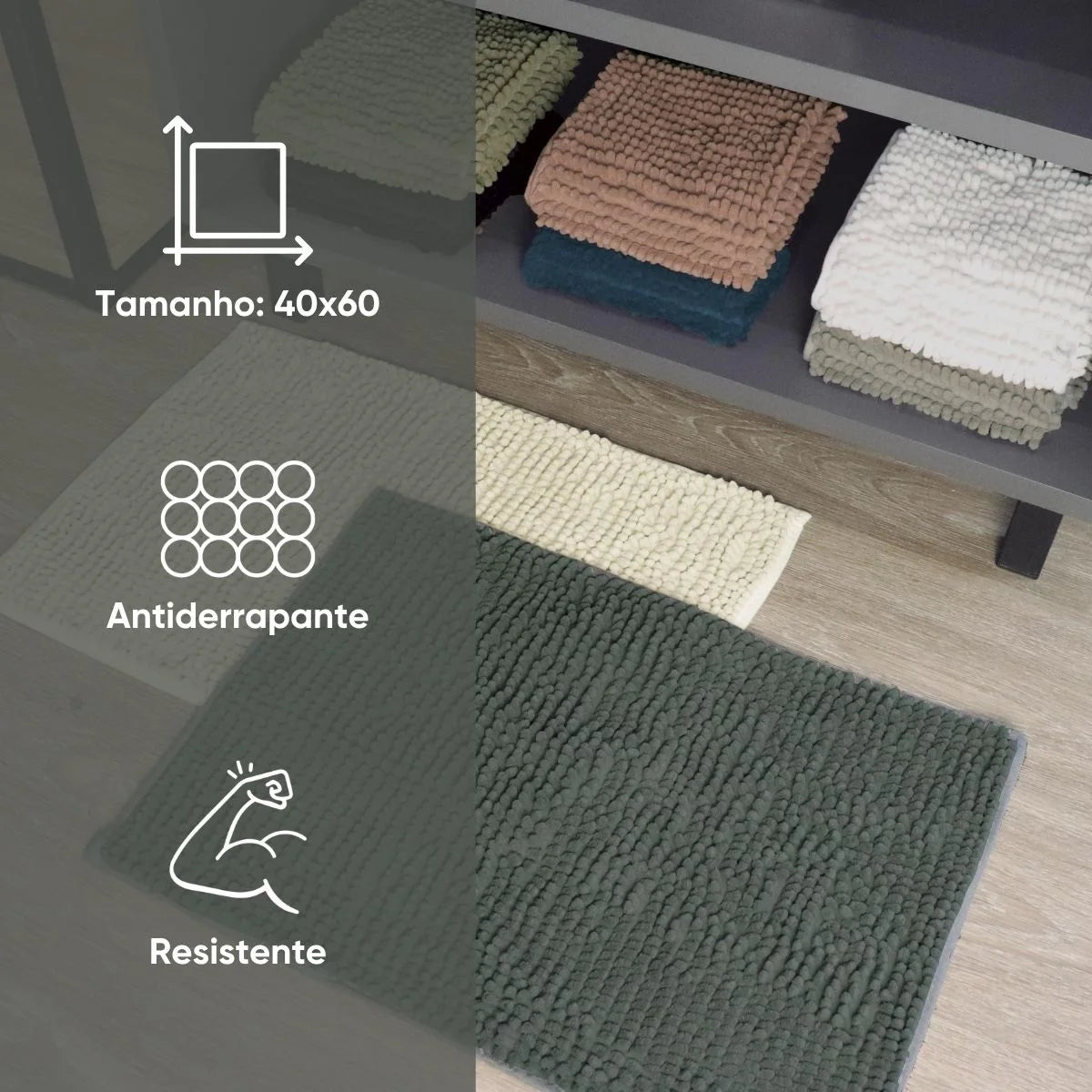 Tapete Antiderrapante Popcorn Appel 40x60cm – Microfibra Extra Macia para Banheiro e Quarto