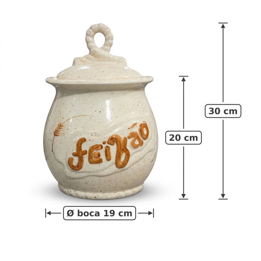 Pote de Mantimentos de Cerâmica Artesanal Feijão | Decoração Trigo – Cerâmica Alessandra