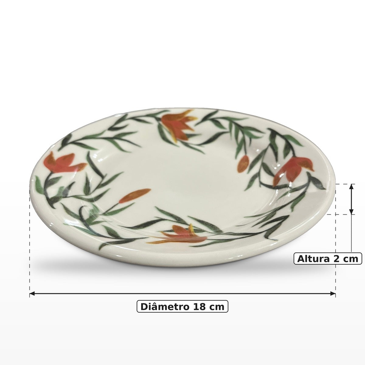 Prato de Sobremesa Floral Donna Lírios 18 cm Cerâmica Biona Oxford