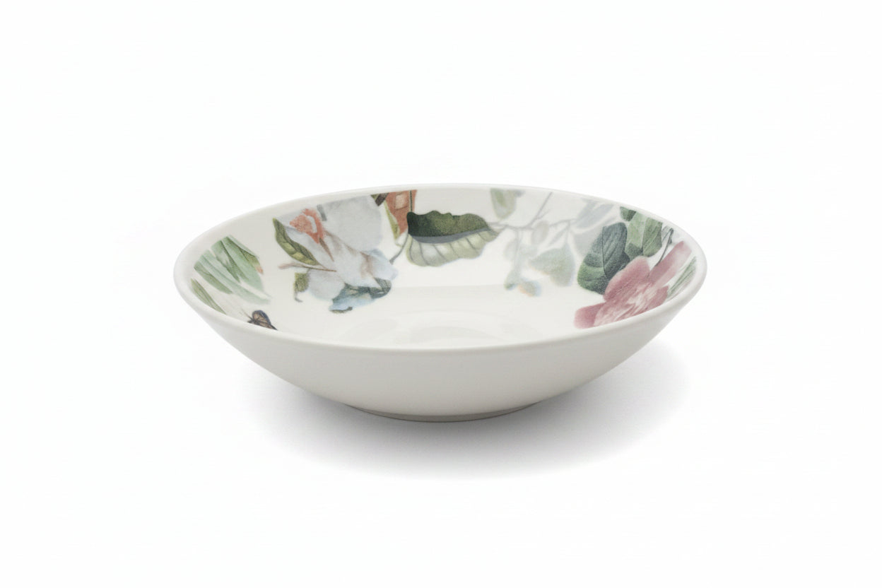Prato Fundo Cerâmica Unni Garden Oxford 20,5 cm – Flores e Borboletas