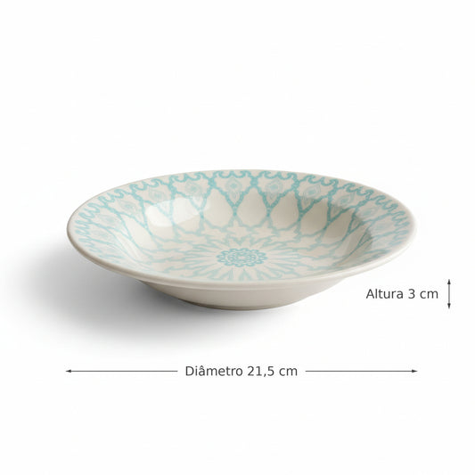 Conjunto de 6 Pratos Fundos Cerâmica 21,5 cm Donna Mandala — Biona Oxford