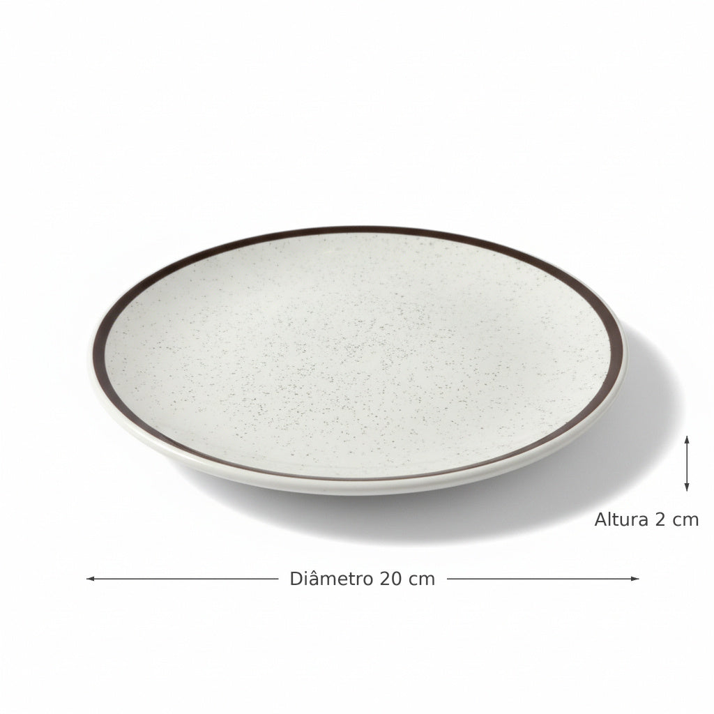 Conjunto de 6 Pratos de Sobremesa em Cerâmica 20 cm Unni Brisa Oxford