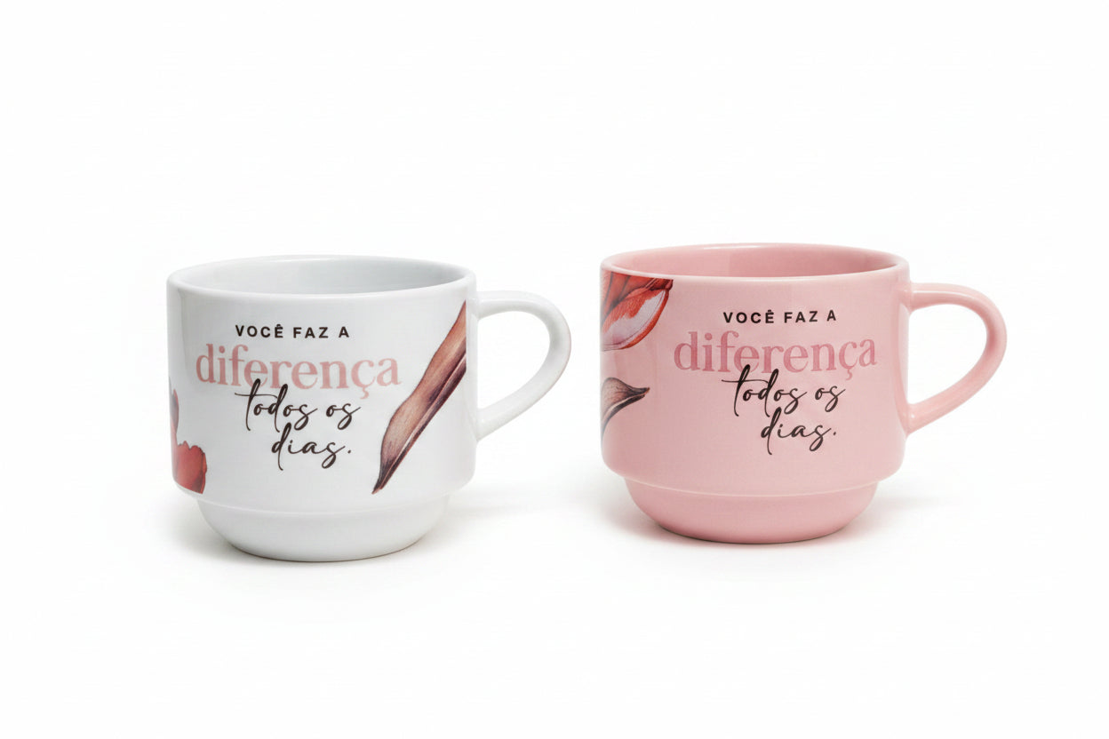 Caneca Empilhada Dupla 210ml em Porcelana – Para Uma Pessoa Muito Especial | Kit com 2 Canecas Brasfoot