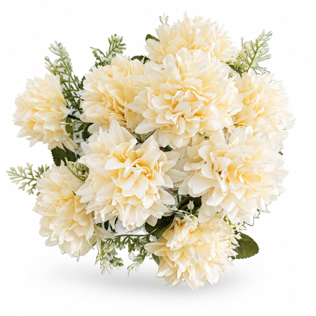 Buquê de Crisântemos Artificiais Creme Outono 40 cm – 9 Hastes | Florarte