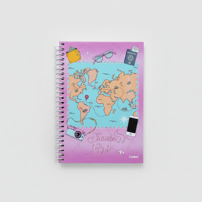 Caderno Pequeno 1/4 My Collection Feminino Credeal 80 Folhas Capa Dura 140 x 202 mm