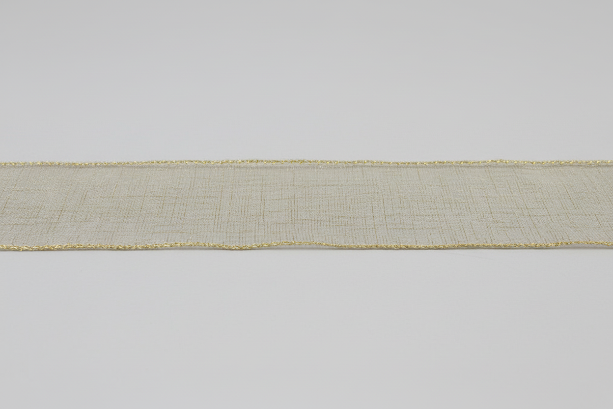 Fita Aramada Dourada com Costura 6,3 cm x 9,14 m FlorArte