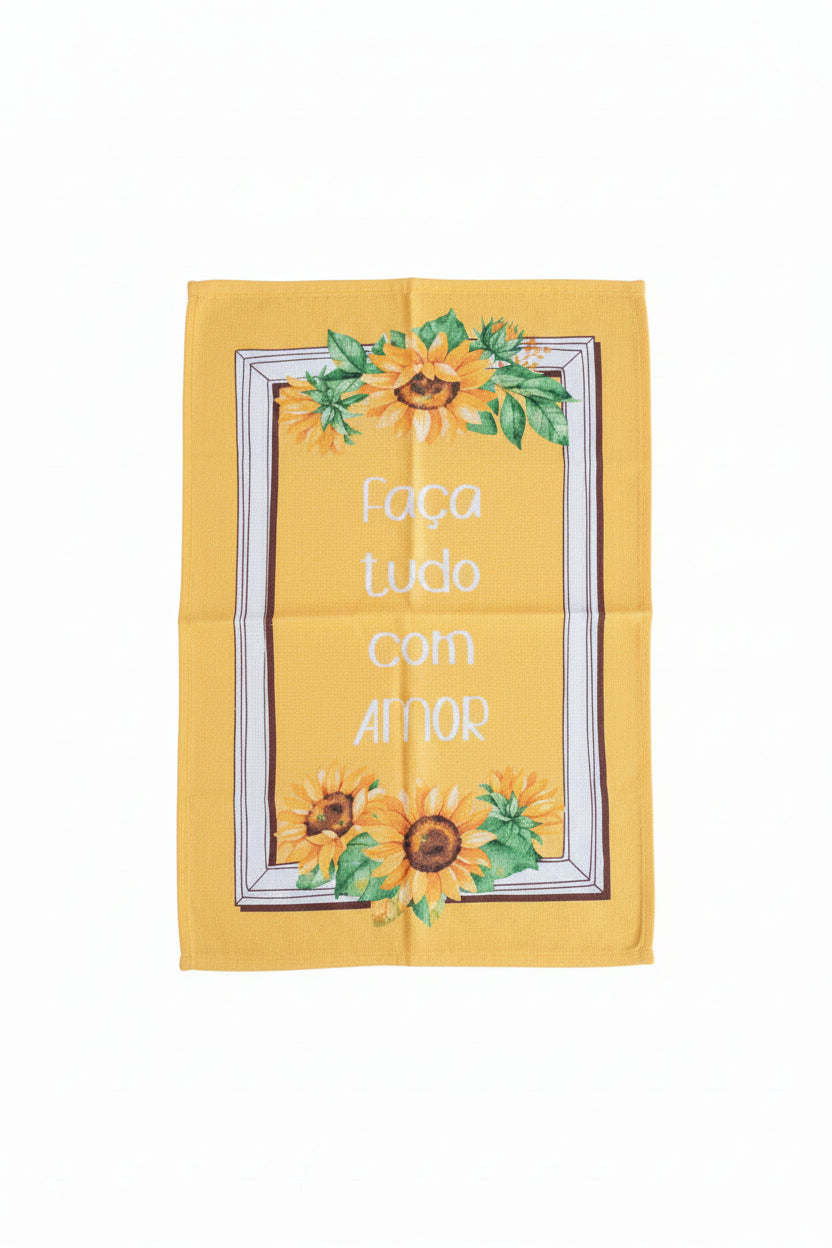 Pano de Copa Felpudo Döhler Girassol 240 g/m² 45x65cm 100% Algodão Alta Absorção | Estampas Sortidas